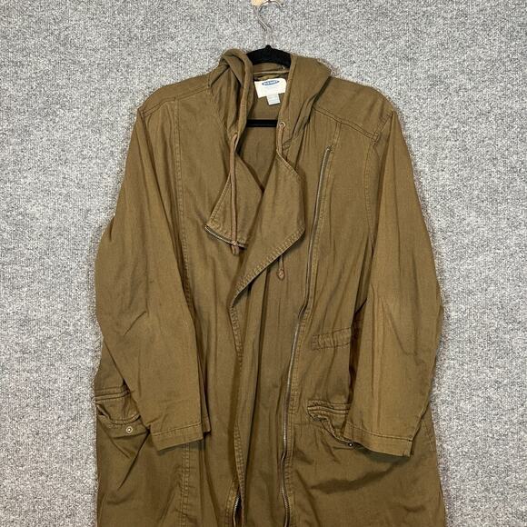 Old Navy Jacket Womens 1X Green Army Jacket Full Zip Snaps Plus Size Soft Hooded - Picture 3 of 10